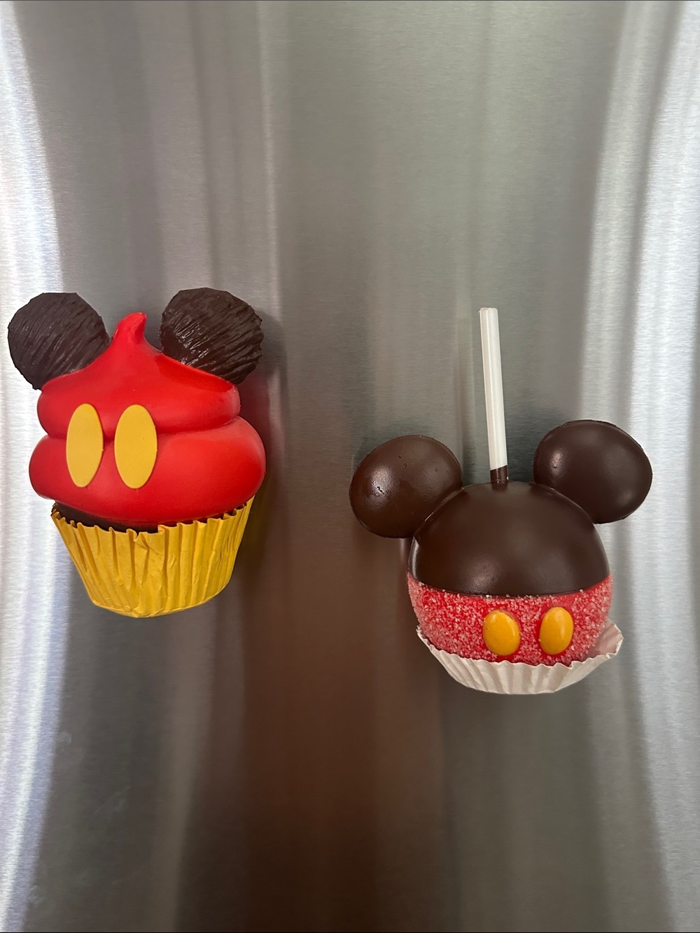 Disney Red and Yellow Mickey Cupcake & Chocolate Apple Magnets